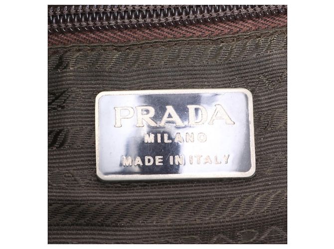 Prada Tessuto Nylon Triangle Logo Leather Backpack Brown Green Khaki - view 10