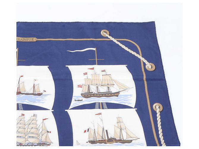 Hermès Foulard di seta Hermes Carre 90 GRAND LARGUE Blu - vista 3