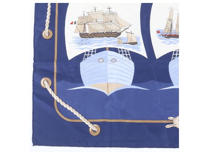 Hermès Foulard di seta Hermes Carre 90 GRAND LARGUE Blu - vista 5