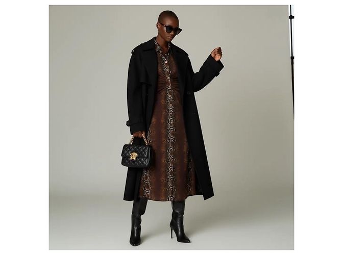 Versace Vestido Camisero de Viscosa con Estampado de Serpiente Castaño Estampado de leopardo - vista 3