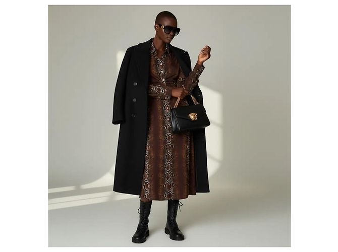 Versace Vestido Camisero de Viscosa con Estampado de Serpiente Castaño Estampado de leopardo - vista 4