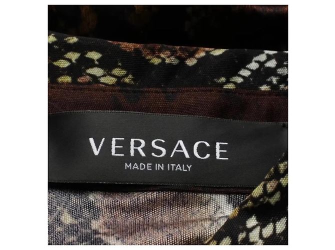 Versace Vestido Camisero de Viscosa con Estampado de Serpiente Castaño Estampado de leopardo - vista 5
