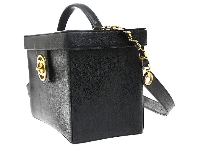 Vanity Beauty case vintage Chanel in vitello Nero - vista 3