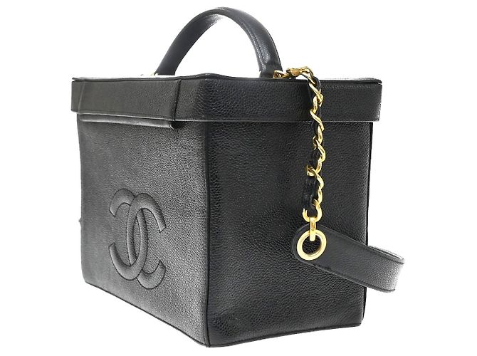Vanity Beauty case vintage Chanel in vitello Nero - vista 4