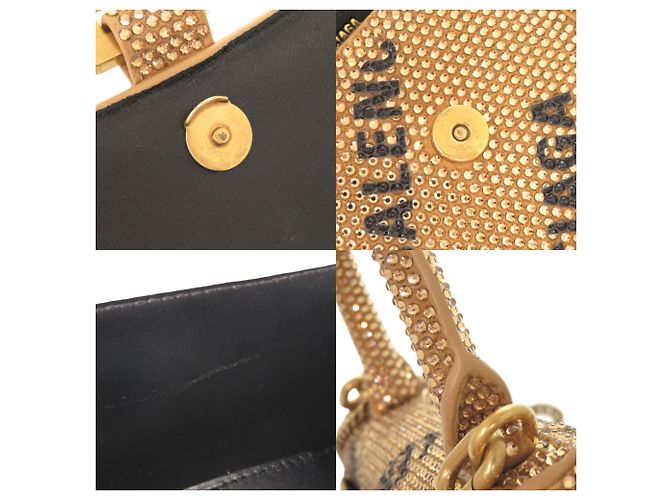 Borsa Balenciaga Hourglass XS in camoscio e strass D'oro - vista 10