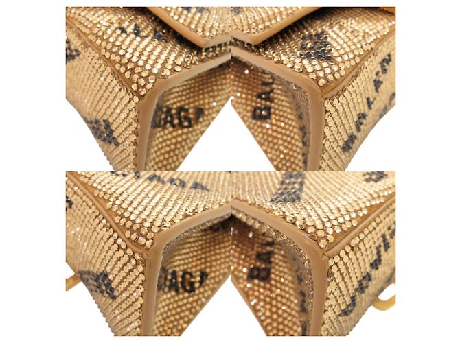 Borsa Balenciaga Hourglass XS in camoscio e strass D'oro - vista 5