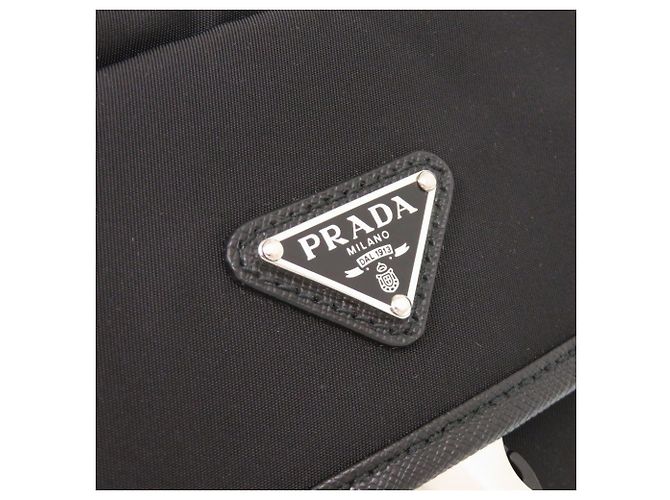 Pochette in nylon Prada con logo triangolare Nero - vista 6