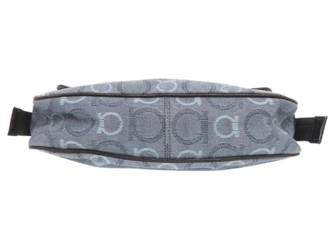 Borsa a tracolla Salvatore Ferragamo Gancini in tela e pelle Blu - vista 3