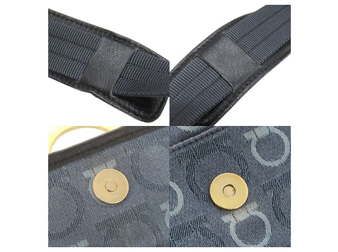 Borsa a tracolla Salvatore Ferragamo Gancini in tela e pelle Blu - vista 7