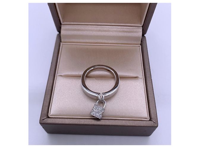 Anello Louis Vuitton Lockit in Oro Bianco e Diamanti Argento - vista 3