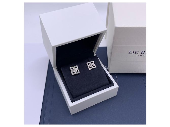 Orecchini De Beers Enchanted Lotus in Platino e Diamanti Argento - vista 3