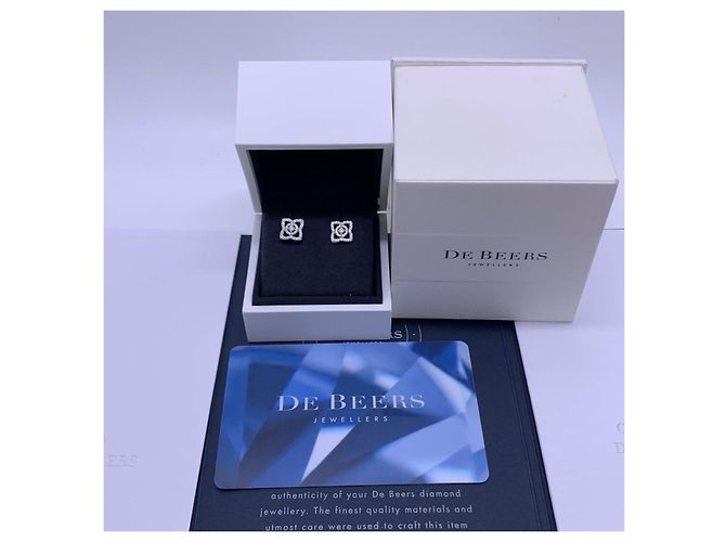 Orecchini De Beers Enchanted Lotus in Platino e Diamanti Argento - vista 4
