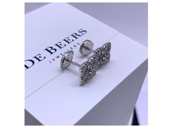Orecchini De Beers Enchanted Lotus in Platino e Diamanti Argento - vista 6