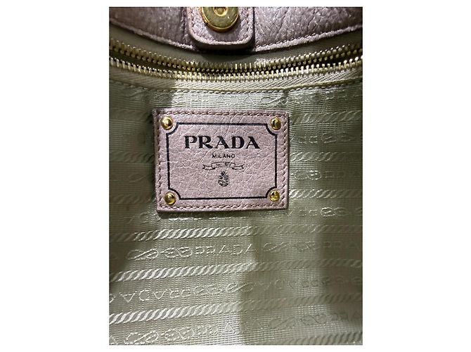Prada Waves Handtasche Cervo Leder - Beige Rosa Glitter Pink Gold hardware - Ansicht 13