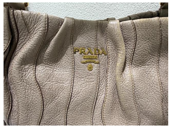 Prada Waves Handtasche Cervo Leder - Beige Rosa Glitter Pink Gold hardware - Ansicht 2