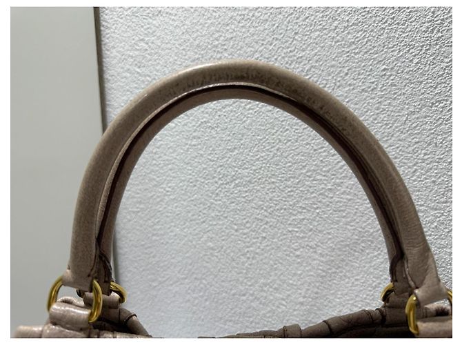 Prada Waves Handtasche Cervo Leder - Beige Rosa Glitter Pink Gold hardware - Ansicht 3