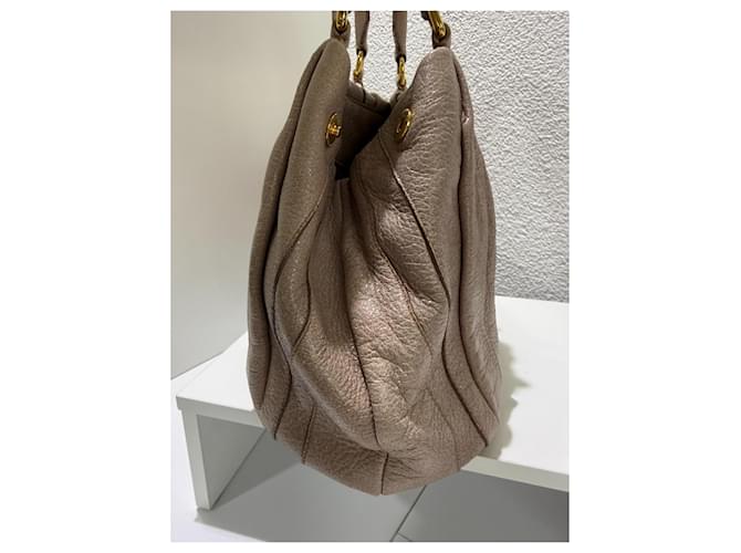 Prada Waves Handtasche Cervo Leder - Beige Rosa Glitter Pink Gold hardware - Ansicht 4