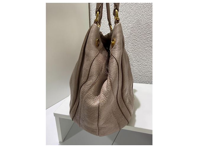 Prada Waves Handtasche Cervo Leder - Beige Rosa Glitter Pink Gold hardware - Ansicht 5