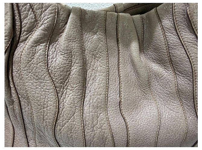Prada Waves Handtasche Cervo Leder - Beige Rosa Glitter Pink Gold hardware - Ansicht 7