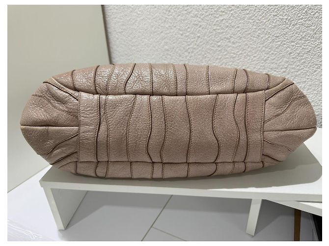 Prada Waves Handtasche Cervo Leder - Beige Rosa Glitter Pink Gold hardware - Ansicht 9