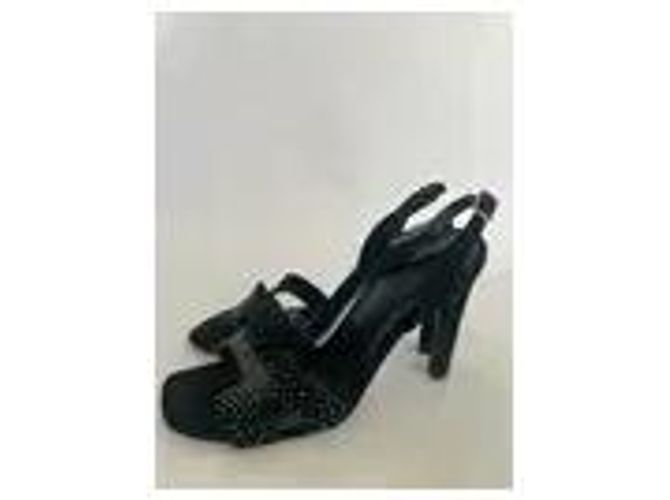 Hermès High-Heel-Sandalen aus schwarzem Wildleder mit Strasssteinen - Ansicht 5