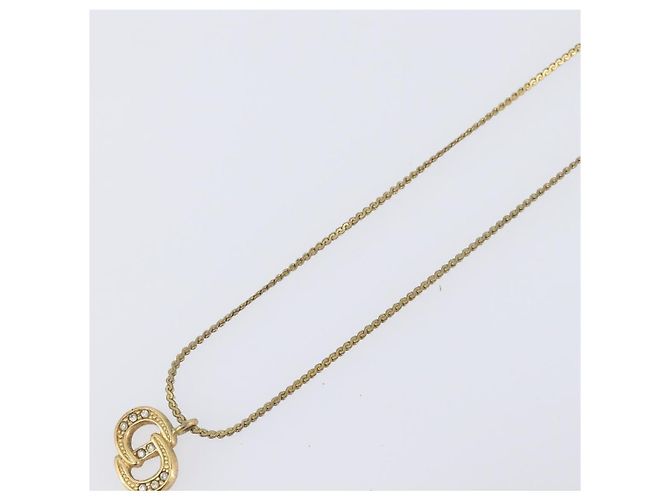 Pendente Christian Dior Vintage CD in metallo con cristalli D'oro - vista 4