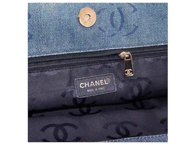 Borsa Tote Chanel in denim blu - vista 6