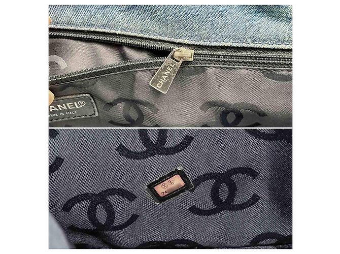 Borsa Tote Chanel in denim blu - vista 8