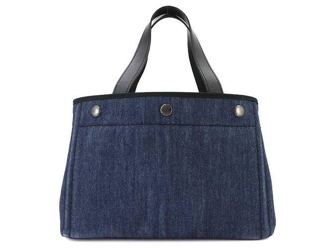 Borsa a mano 2-Way Prada in pelle e denim Nero Blu - vista 2