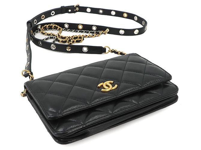 Portafoglio a catena Chanel Matelassé in pelle nera Nero - vista 4