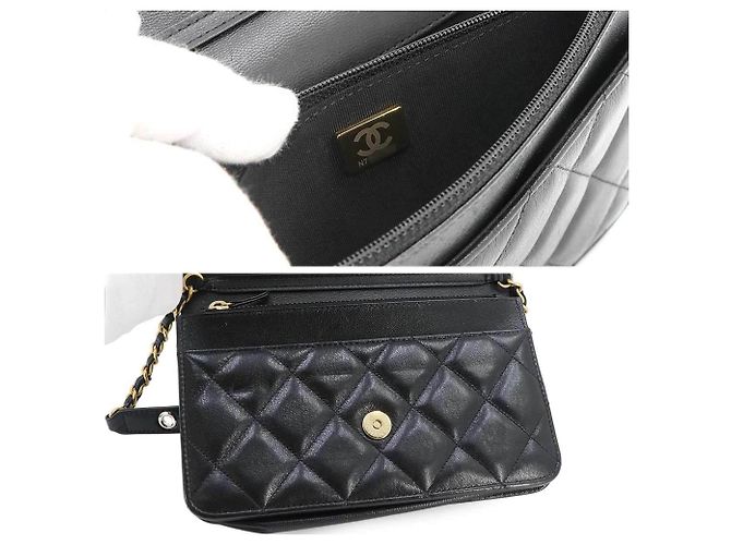 Portafoglio a catena Chanel Matelassé in pelle nera Nero - vista 8