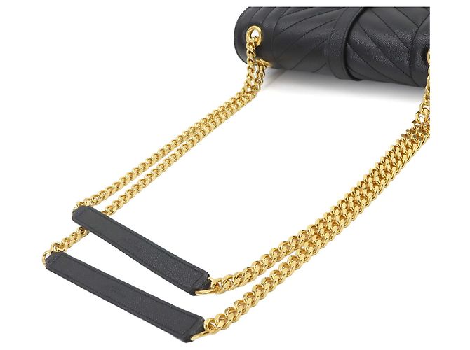 Borsa a tracolla Saint Laurent Envelope Medium Chain Nero - vista 4