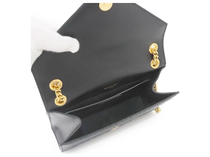 Borsa a tracolla Saint Laurent Envelope Medium Chain Nero - vista 5