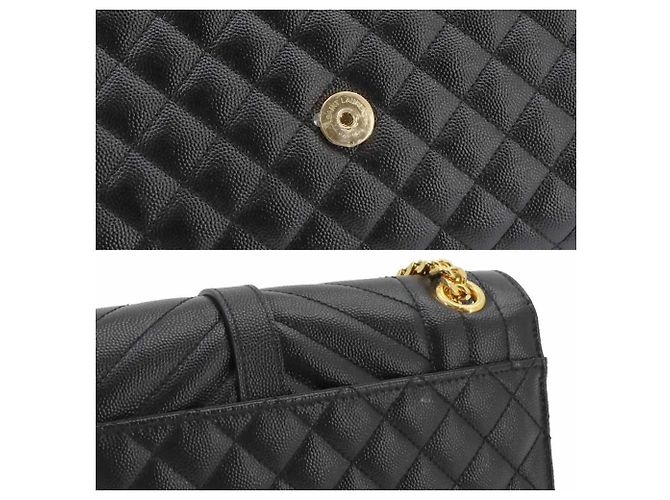Borsa a tracolla Saint Laurent Envelope Medium Chain Nero - vista 7