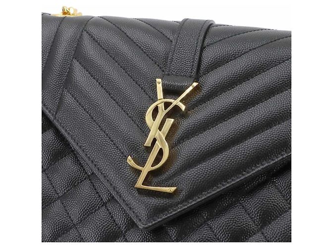 Borsa a tracolla Saint Laurent Envelope Medium Chain Nero - vista 8