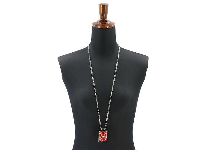 Hermès Collana lunga con pendente Hermes Boite a Reves Argento Rosso - vista 7