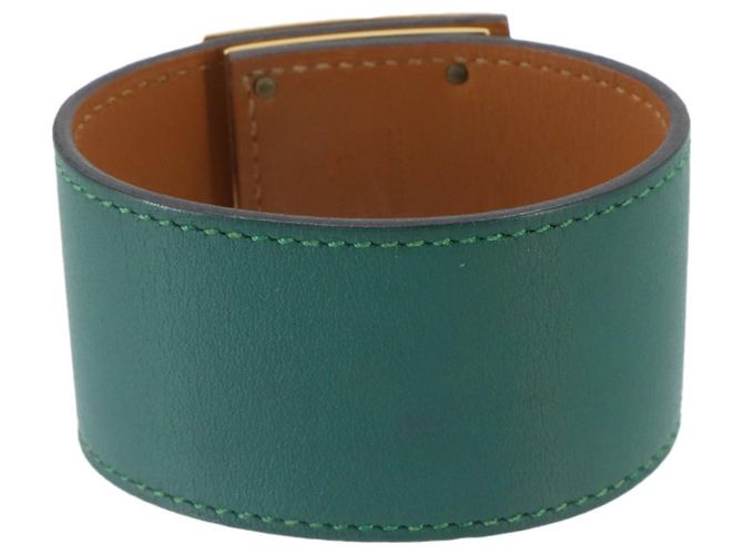 Hermès Bracelete Rígido Hermes Kelly Dog Dourado Verde - vista 2