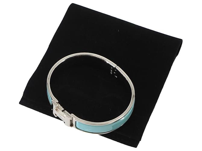 Bracciale Hermès Clic H PM in Blu e Argento - vista 2