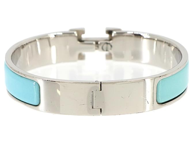 Bracciale Hermès Clic H PM in Blu e Argento - vista 3