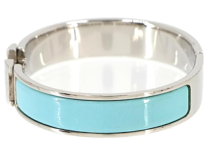 Bracciale Hermès Clic H PM in Blu e Argento - vista 4