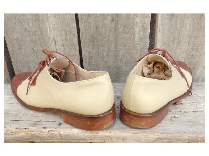 Autre Marque Enzo Gospéri Zweifarbige Leder-Derbies Braun Beige - Ansicht 4