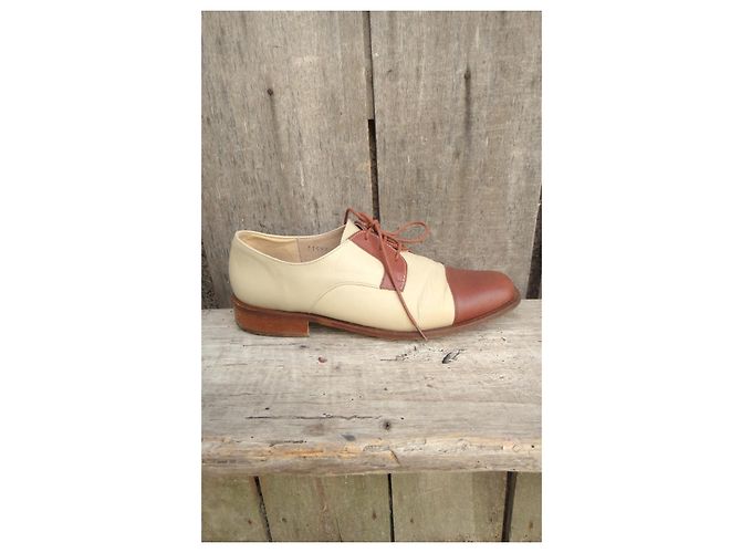 Autre Marque Enzo Gospéri Zweifarbige Leder-Derbies Braun Beige - Ansicht 6