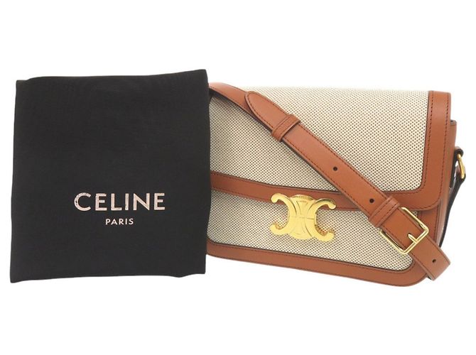 Céline Borsa a tracolla Celine Classic Triomphe in vitello e tessuto Marrone - vista 2
