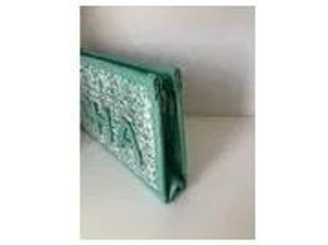 Pouch Chanel in tweed e pelle verde - vista 2
