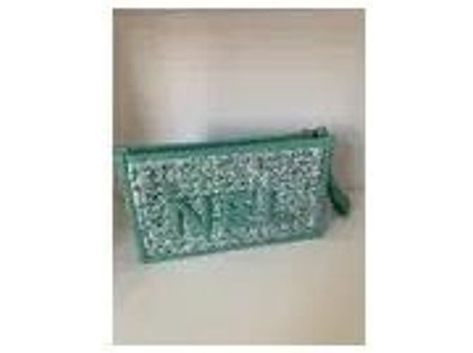 Pouch Chanel in tweed e pelle verde - vista 5