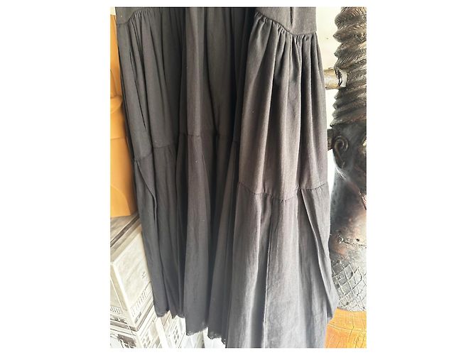 Munthe Plus Simonsen PLU Schwarzes Baumwoll-Maxikleid mit Rüschen - Ansicht 4