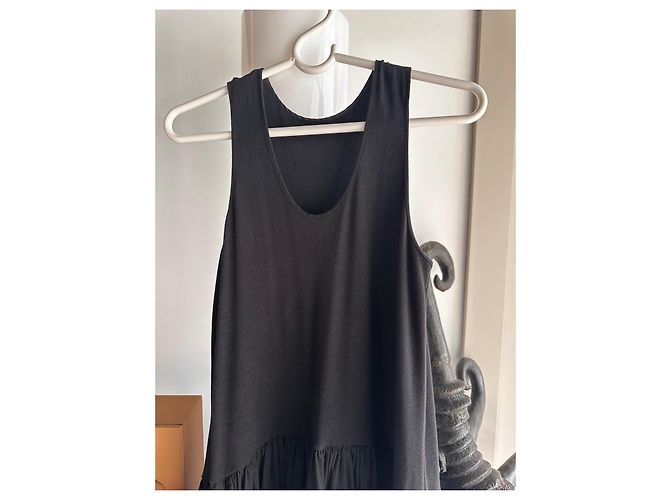 Munthe Plus Simonsen PLU Schwarzes Baumwoll-Maxikleid mit Rüschen - Ansicht 6