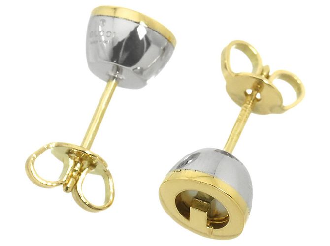 Orecchini a lobo Gucci in oro giallo 18K e acciaio inossidabile - vista 2