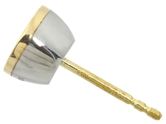 Orecchini a lobo Gucci in oro giallo 18K e acciaio inossidabile - vista 3