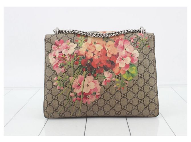 Borsa Gucci Dionysus GG Supreme Stampa Floreale Marrone Rosa Rosso Beige - vista 2